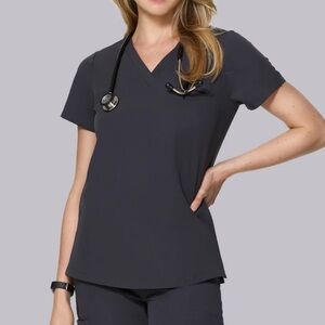 Mandala Scrubs XS One Pocket Top Pewter